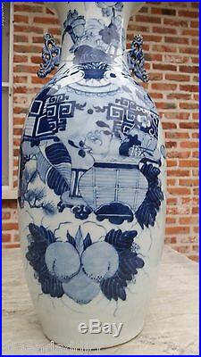 Antique XXL Large, blue white Chinese Porcelain Vase cobalt celadon FLOOR VASE
