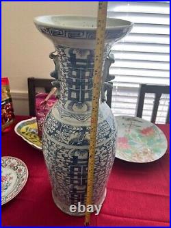 Antique chinese blue and white porcelain vase 58cm high