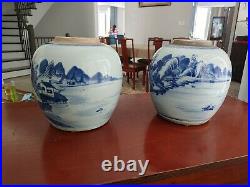 Antique chinese porcelain ginger jar blue and white Kangxi/Yongzheng