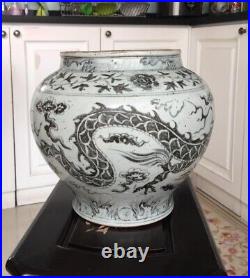 BIG! Extremely Chinese Ming Blue and White Dragon Porcelain Jar