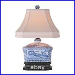 Beautiful Blue and White Porcelain Candy Box Table Lamp Blue Willow