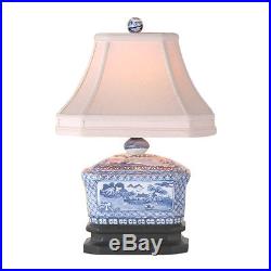 Beautiful Blue and White Porcelain Candy Box Table Lamp Blue Willow 15