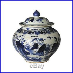 Beautiful Blue and White Porcelain Ginger Jar 8 Immortals Motif 16 with Lid