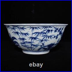 Beautiful Chinese Hand Painting Blue&white Porcelain Pine bamboo plum Bowl