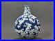 Beautiful Chinese Handmade Painting Blue White Porcelain Dragon Flat Vase