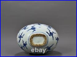 Beautiful Chinese Handmade Painting Blue White Porcelain Dragon Flat Vase