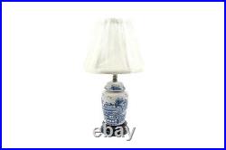 Beautiful Cute Round Blue and White Porcelain Blue Willow Jar Table Lamp