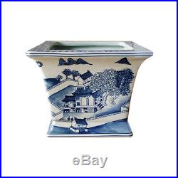 Beautiful Pair Blue and White Blue Willow Square Porcelain Flower Pot 6