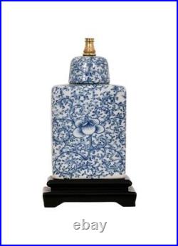 Beautiful Porcelain Blue and White Twisted Lotus Tea Caddy Lamp 18