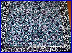 Blue & White 32x32 Turkish Iznik Geometric & Floral Ceramic Tile Mural Panel
