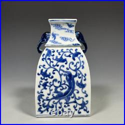 Blue&White Porcelain Handpainted Dragon Pattern Elephant trunk Vases 11552