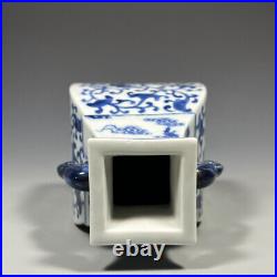 Blue&White Porcelain Handpainted Dragon Pattern Elephant trunk Vases 11552