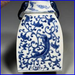 Blue&White Porcelain Handpainted Dragon Pattern Elephant trunk Vases 11552