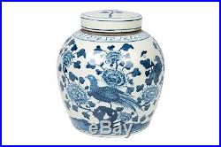 Blue and White Bird Motif Porcelain Ginger Jar 10
