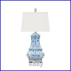Blue and White Floral Porcelain Chinese Vase Clear Base Table Lamp 24