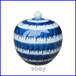 Blue and White Modern Drip Style Porcelain Ginger Jar 12