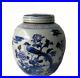 Blue and White Porcelain Birds and Flower Ginger Jar With Lid