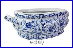 Blue and White Porcelain Floral Chinoiserie Foot Bath 16 Handle to Handle