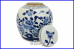 Blue and White Porcelain Lidded Ginger Jar Bird and Floral Motif 12