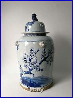 Blue and White Porcelain Vase With Ever Green and Plum Flowers