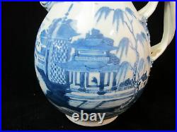 CHINESE Export Porcelain Large Antique CANTON Blue White Double Handle Pitcher