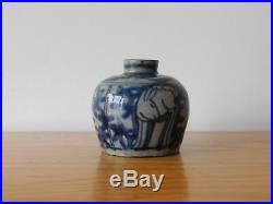 C. 15th Antique Chinese Blue & White Ming Porcelain Jarlet Jar