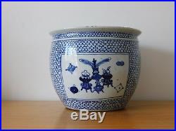 C. 18th Antique Chinese Kangxi Blue & White Porcelain Planter Pot