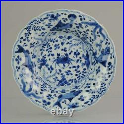 Ca 1700 Kangxi Chinese Porcelain Plate Blue and White Crab and Fish Chi