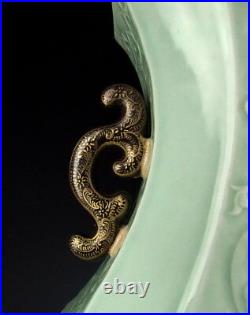 China Antique Blue&white Bean-green Glazed Porcelain Vase