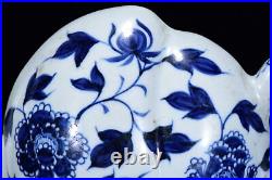 China Blue&White Porcelain Longevity Peach Shape Backflow Pot Teapot 8946