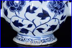 China Blue&White Porcelain Longevity Peach Shape Backflow Pot Teapot 8946