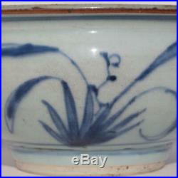 China Ming Dynasty Chinese Blue & White Floral Lotus Flower Large Porcelain Bowl