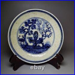 China old Ming dynasty Porcelain Blue white plate Landscape Map Fruit Tea tray