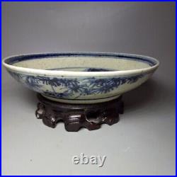 China old Ming dynasty Porcelain Blue white plate Landscape Map Fruit Tea tray