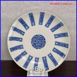 Chinese 19thC Qing Daoguang Blue & White Porcelain SHOU Plate Vietnamese