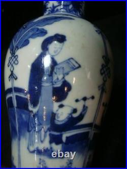 Chinese Antique Blue and White Glaze Porcelain Vase Marked KangXi