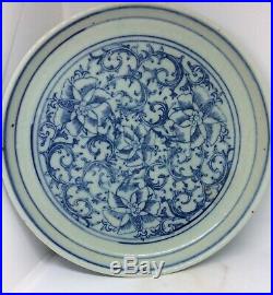 Chinese Antique Blue and White Porcelain Plate Floral Patter, Kangxi Period