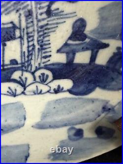 Chinese Antique Ming Dynasty Cobalt Blue & White Porcelain Plate 8.5D