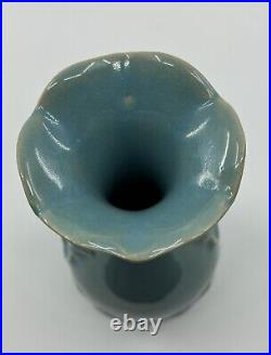 Chinese Blue Glazed Porcelain Vase With Lotus Shaped Mouth