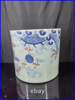 Chinese Blue&White Porcelain HandPainted Dragon PatternBrush Pot 16564