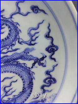 Chinese Blue&White Porcelain HandPainted Exquisite Dragon Pattern Plates 18054