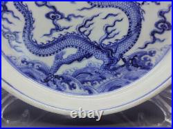 Chinese Blue&White Porcelain HandPainted Exquisite Dragon Pattern Plates 18054