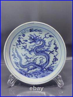 Chinese Blue&White Porcelain HandPainted Exquisite Dragon Pattern Plates 18054