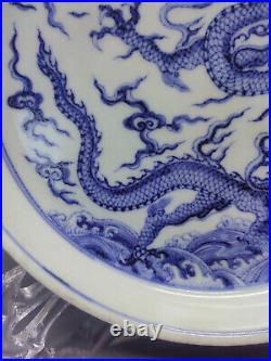 Chinese Blue&White Porcelain HandPainted Exquisite Dragon Pattern Plates 18054