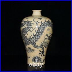 Chinese Blue&White Porcelain HandPainted Exquisite Dragon Pattern Vase 19316