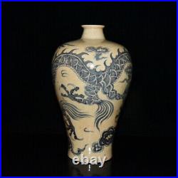 Chinese Blue&White Porcelain HandPainted Exquisite Dragon Pattern Vase 19316