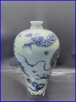 Chinese Blue&White Porcelain HandPainted Exquisite Dragon Pattern Vases 18057