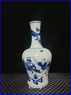 Chinese Blue&White Porcelain HandPainted Exquisite Figure Vase 20894