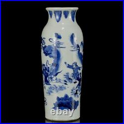 Chinese Blue&White Porcelain HandPainted Exquisite Figure Vase 21152