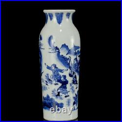 Chinese Blue&White Porcelain HandPainted Exquisite Figure Vase 21152